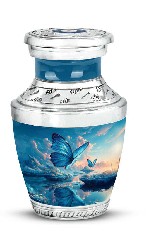 Personalized Butterfly Cremation Urns - Wondrous Blue 10-inch, 200 cu in - Yatskia