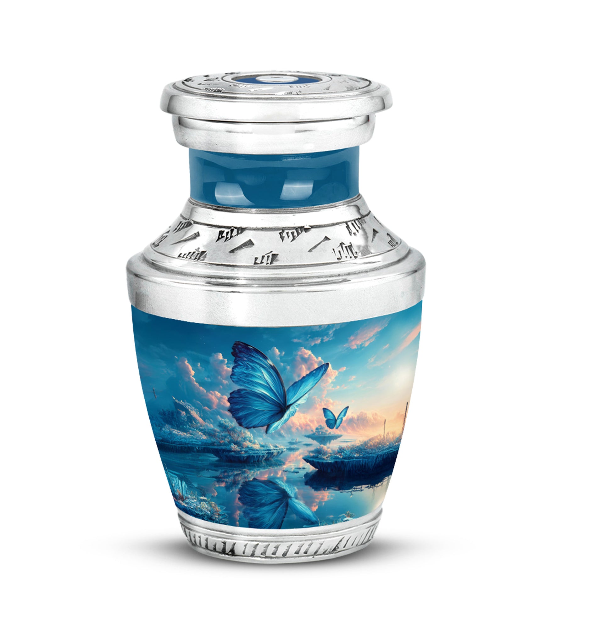 Personalized Butterfly Cremation Urns - Wondrous Blue 10-inch, 200 cu in - Yatskia