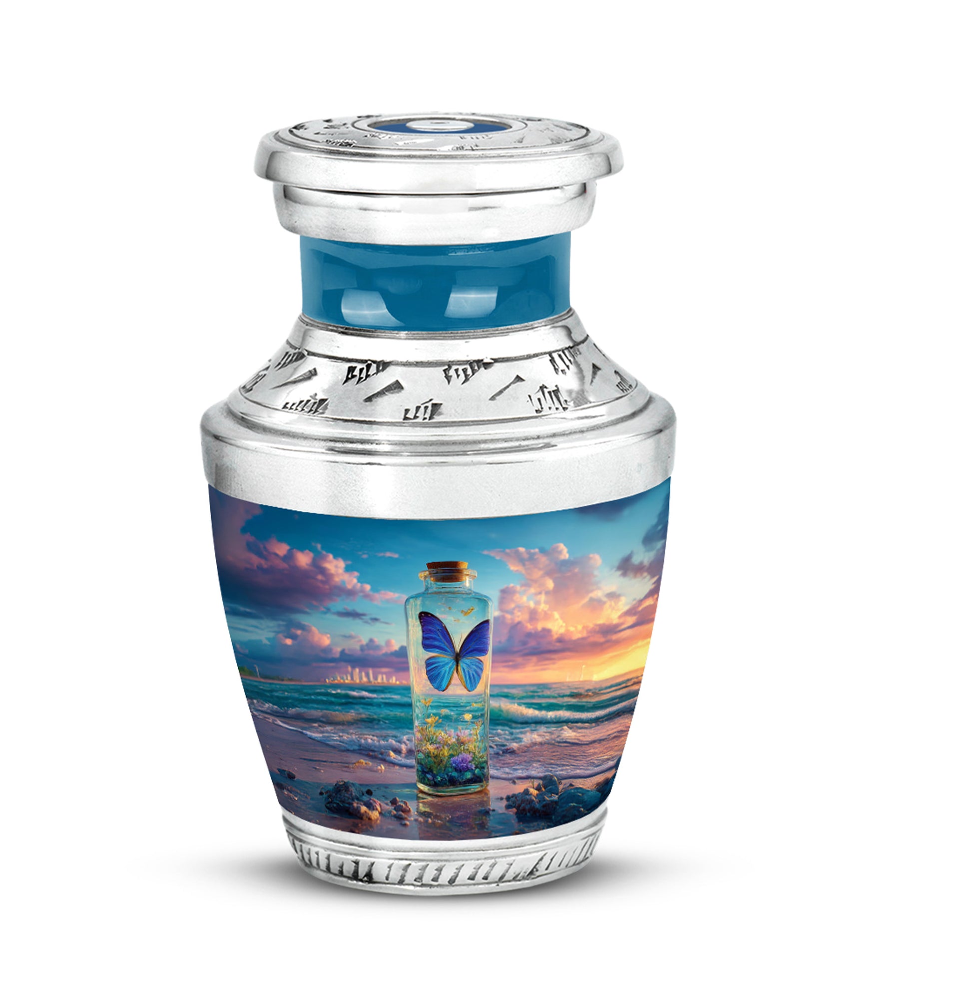 Remarkable Butterfly Memorial Cremation Urns - Blue 10-inch, 200 cu in - Yatskia