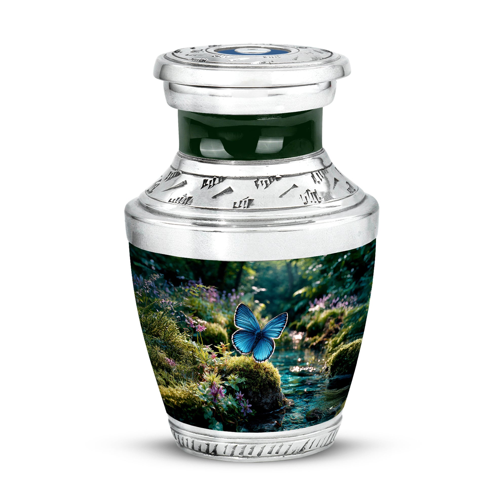 Green Butterfly Dedication Cremation Urns for Human Ashes - 10-inch, 200 cu in - Yatskia