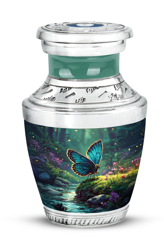 Teal Comforting Butterfly Memorial Urn for Ashes - 10-inch, 200 cu in - Yatskia