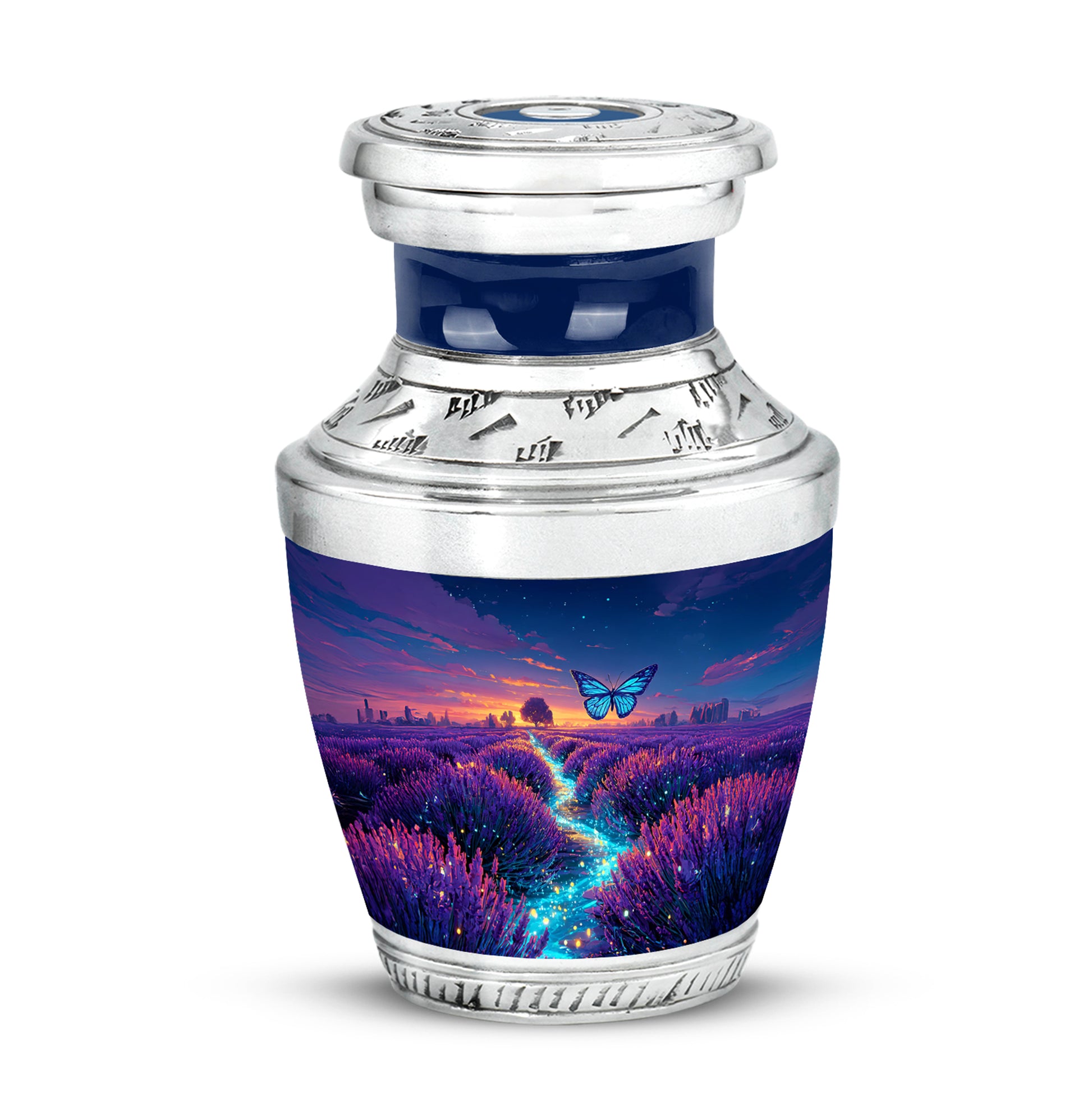 Blue Venerable Butterfly Cremation Urns for Human Ashes - 10-inch, 200 cu in - Yatskia