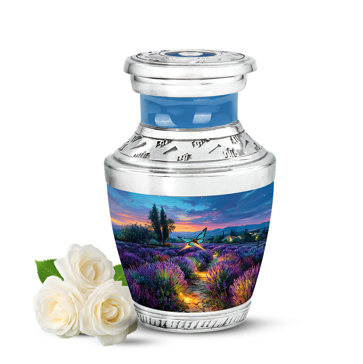 Blue Butterfly Memorial Cremation Urns for Human Ashes - 10-inch, 200 cu in - Yatskia