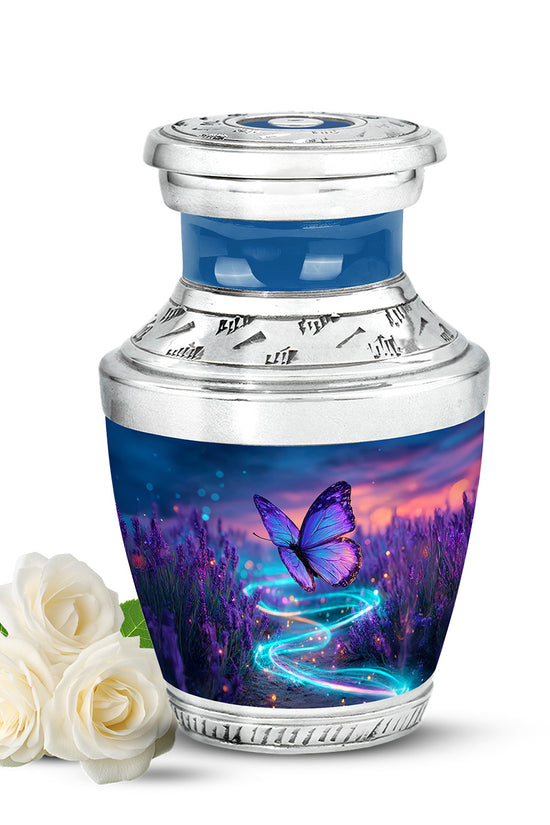 Personalized Blue Revered Butterfly Cremation Urns for Human Ashes - 10-inch, 200 cu in - Yatskia