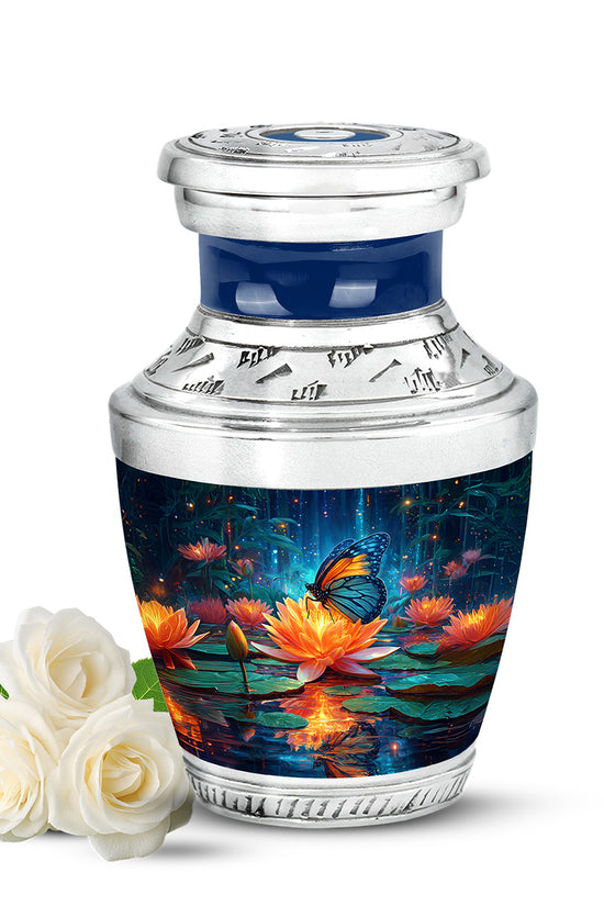 Blue Sacred Butterfly Cremation Urns for Human Ashes - 10-inch, 200 cu in - Yatskia