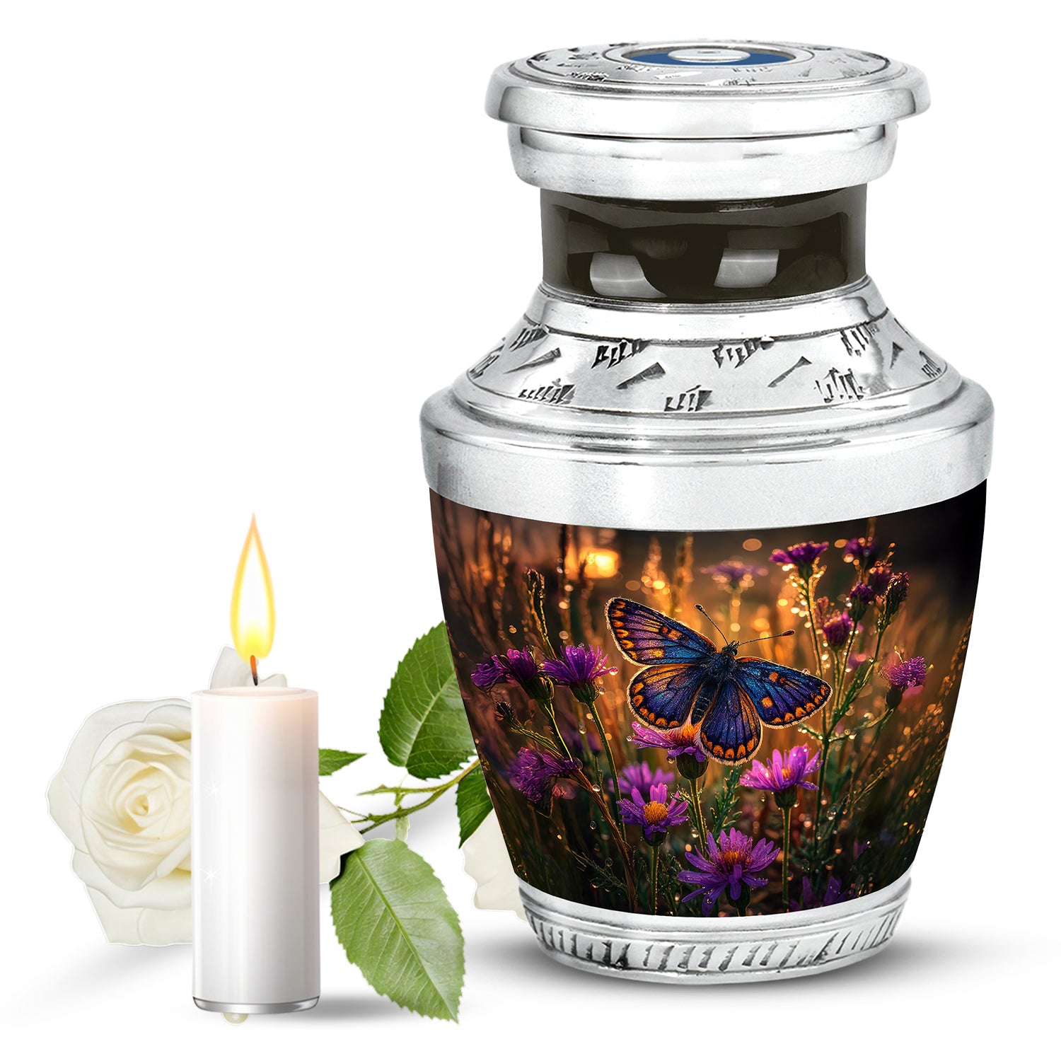 Gold Butterfly Memorial Cremation Urns for Human Ashes - 10-inch, 200 cu in - Yatskia