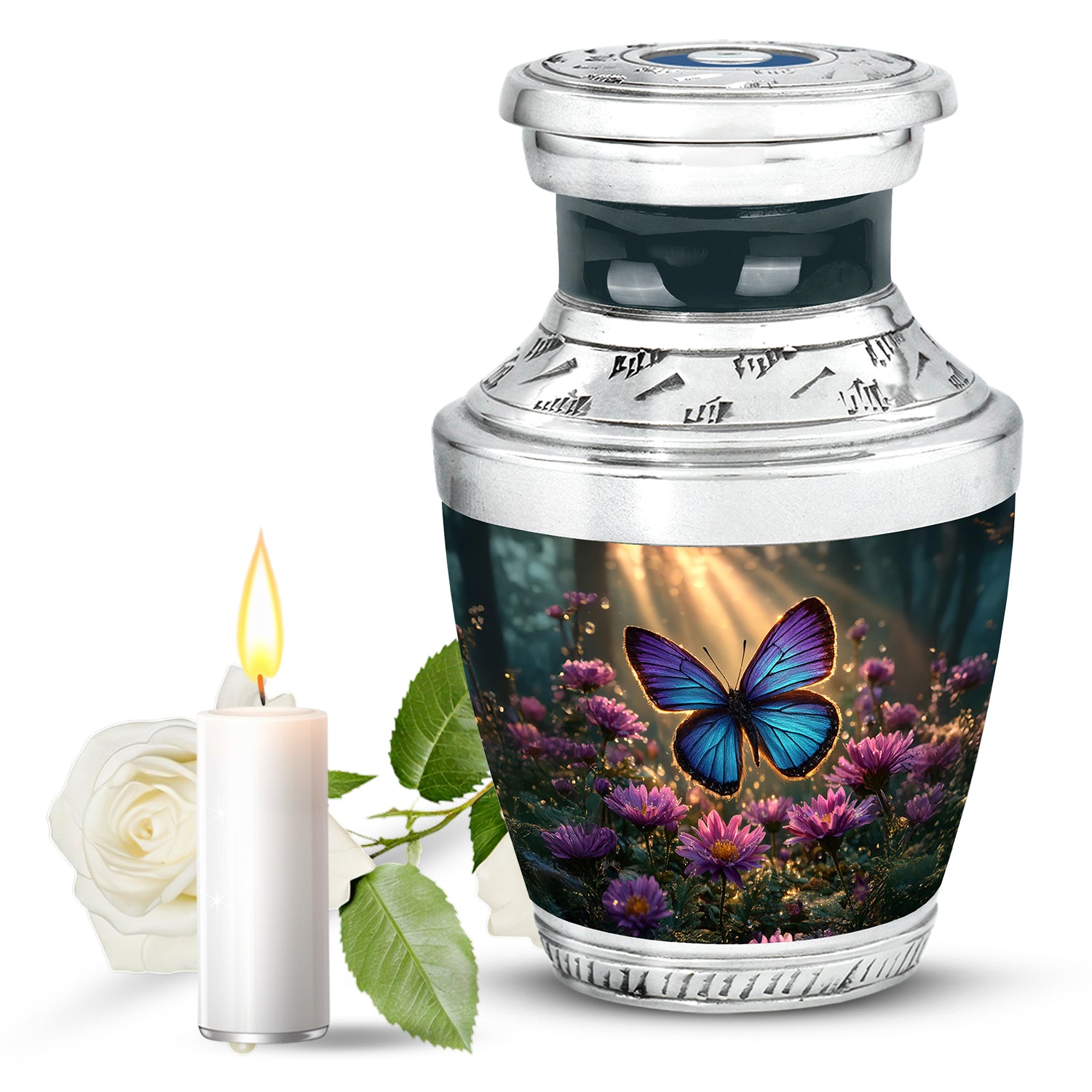 Gold Breathtaking Butterfly Memorial Urn for Ashes - 10-inch, 200 cu in - Yatskia