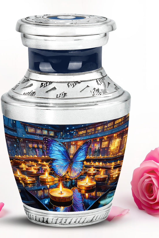 Personalized Gray Revered Butterfly Cremation Urns for Human Ashes - 10-inch, 200 cu in - Yatskia