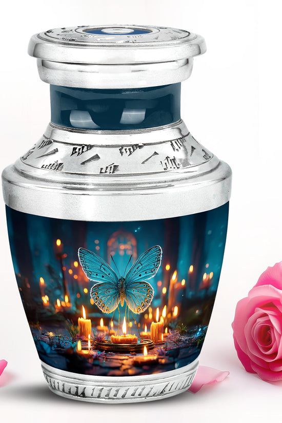 Blue Butterfly Cremation Urns - Glorious Celebration 10-inch, 200 cu in - Yatskia