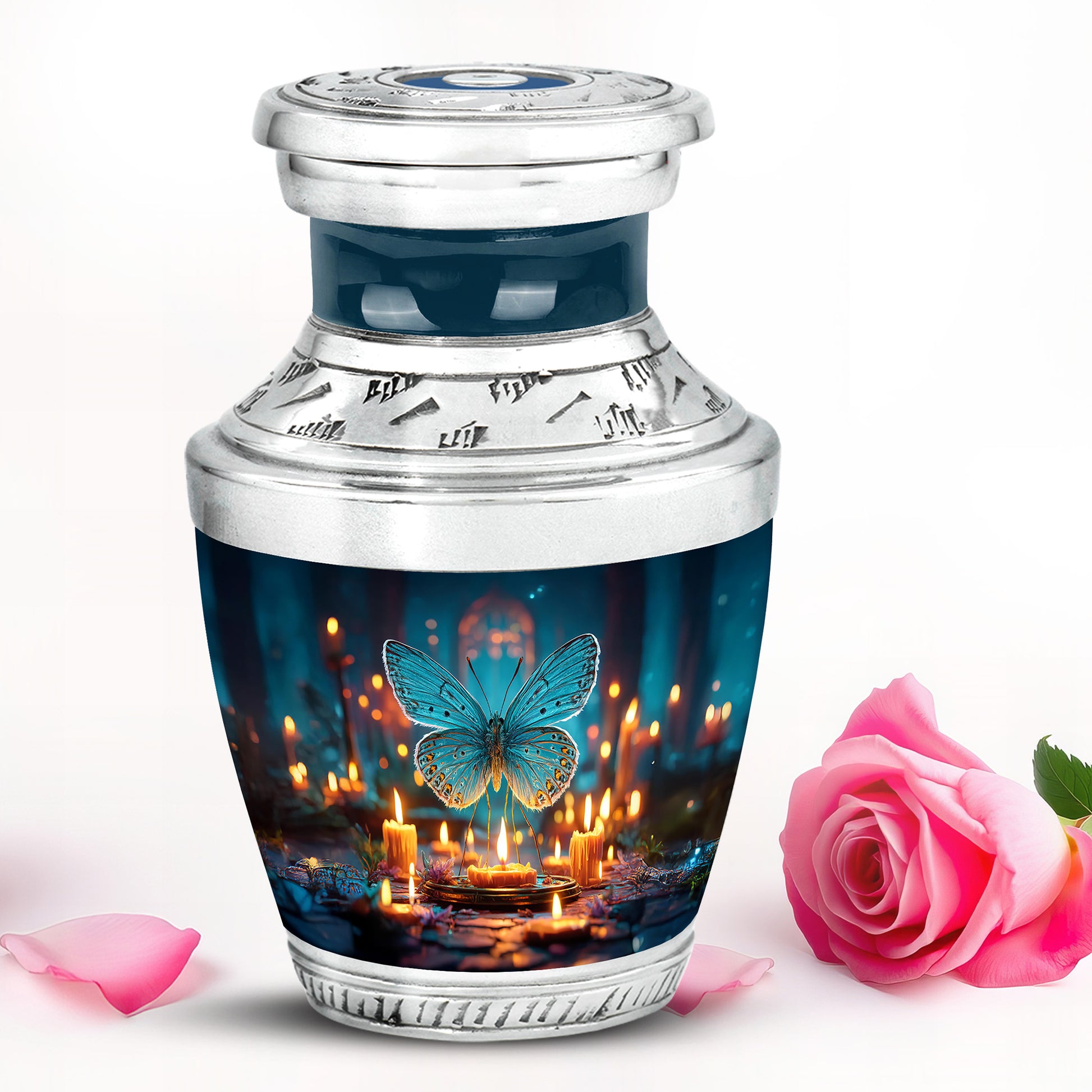 Blue Butterfly Cremation Urns - Glorious Celebration 10-inch, 200 cu in - Yatskia