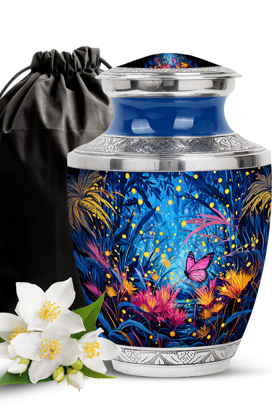 Pink Butterfly Cremation Urn - Bueatiful Forest Memorial Urn For Adult Ashes