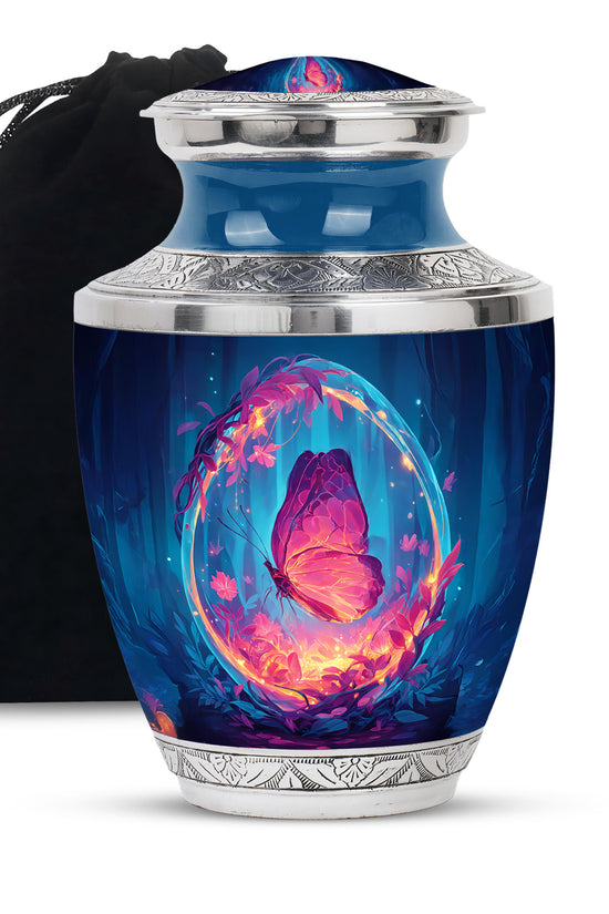 Artisic Butterfly Cremation Urn - Aluminum Memorial Urn For Male & Female