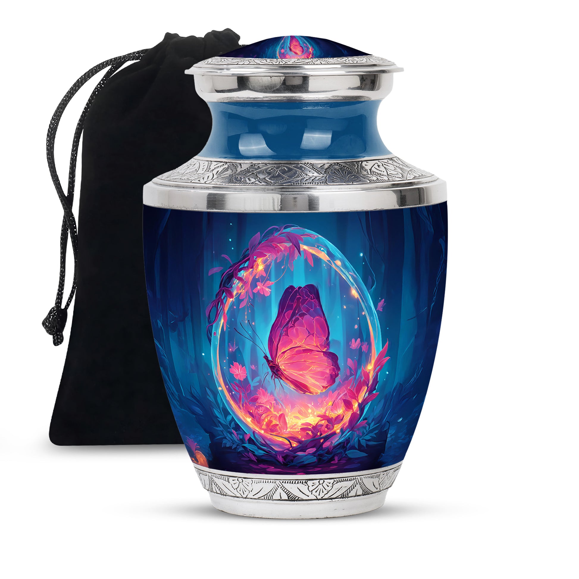 Artisic Butterfly Cremation Urn - Aluminum Memorial Urn For Male & Female