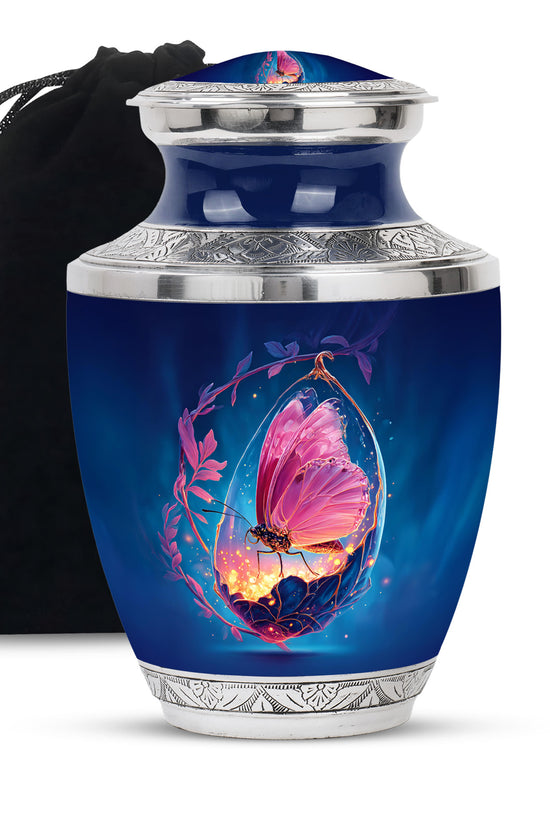 Mystic Butterfly Creamtion Urn - Large Memorial Urn For Human Ashes