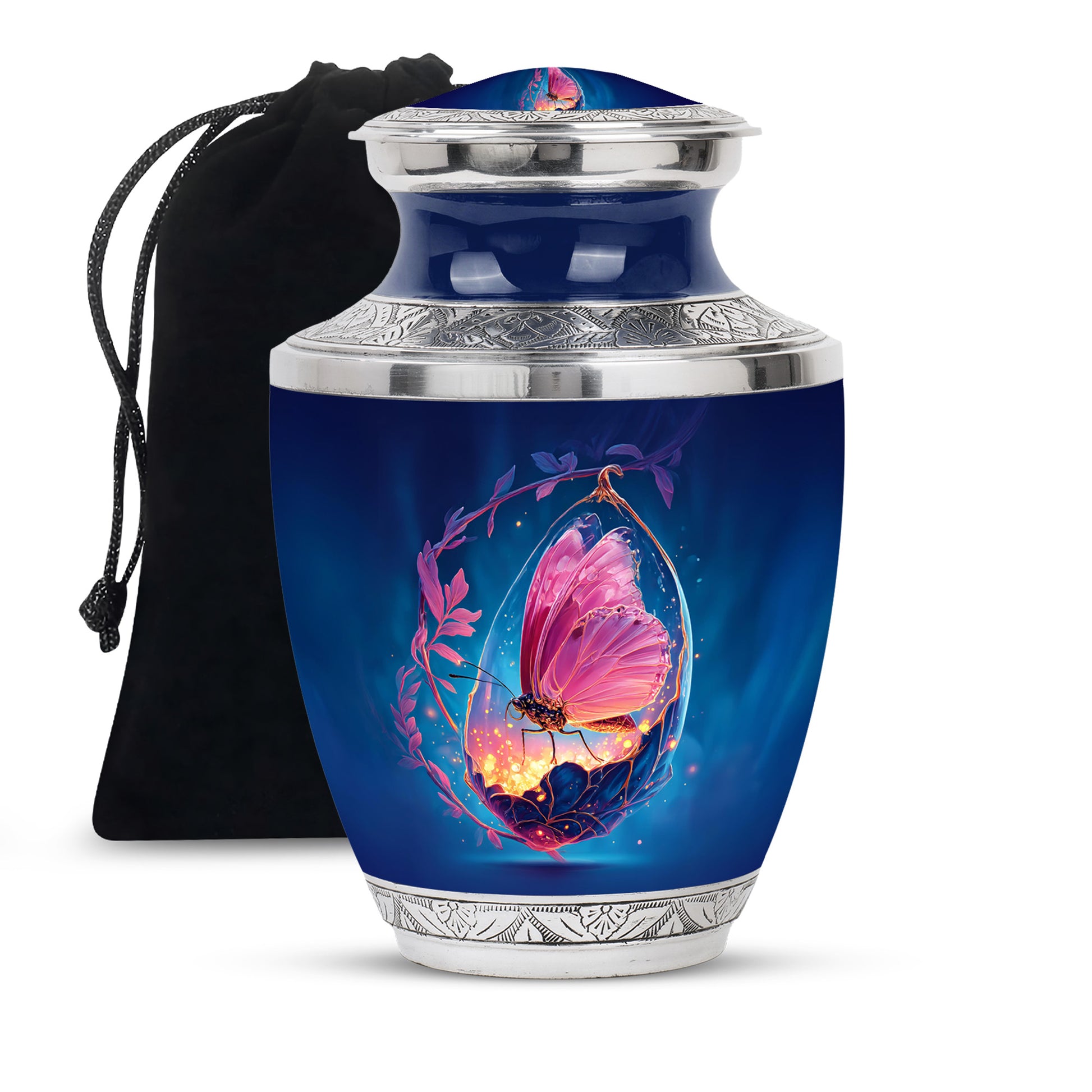 Mystic Butterfly Creamtion Urn - Large Memorial Urn For Human Ashes