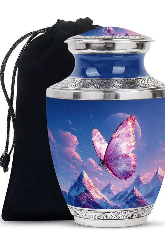 Butterfly Cremation Urn - Beautiful Mountain Funeral Urn For Ashes