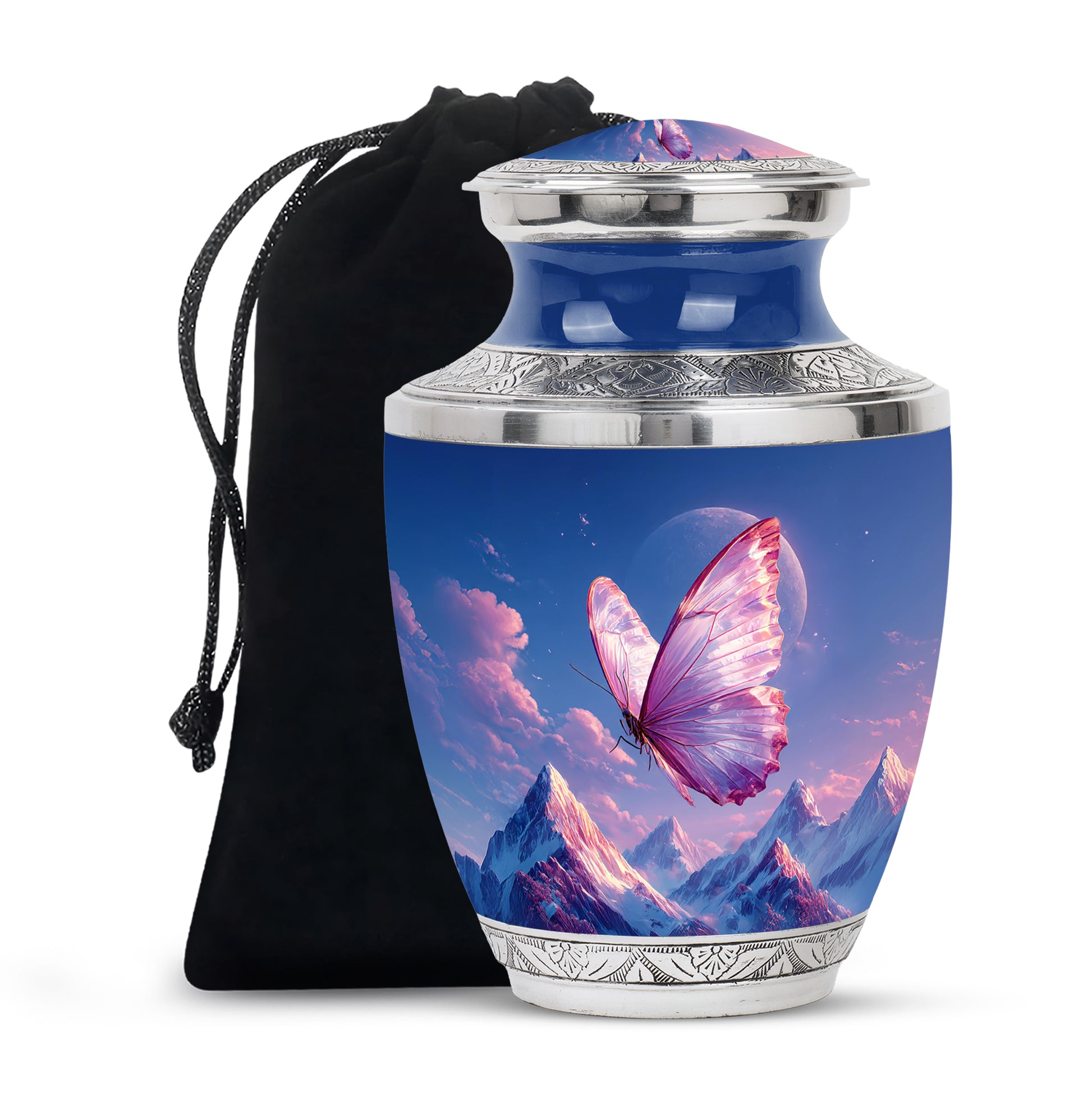 Butterfly Cremation Urn - Beautiful Mountain Funeral Urn For Ashes