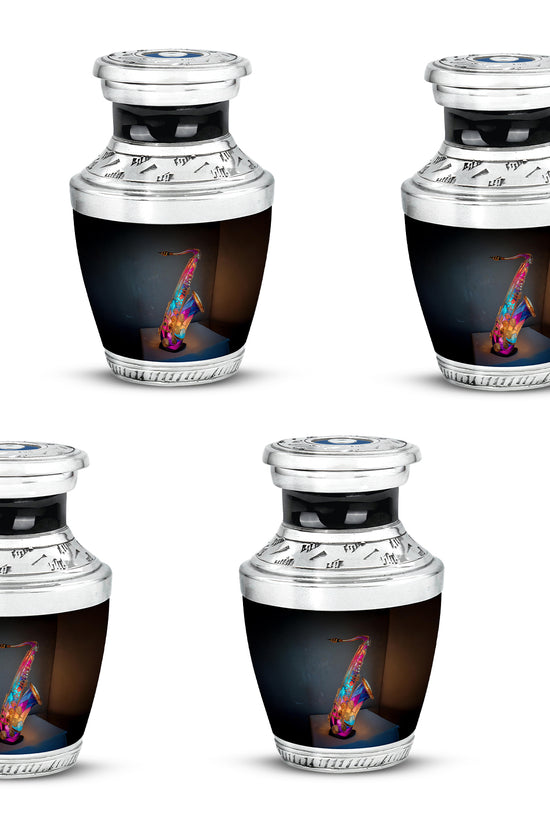 Cornflower Blue Car Cremation Urn back view with polished surface - artistic car interpretation with creative detail - 10 inch aluminum urn for cremated remains