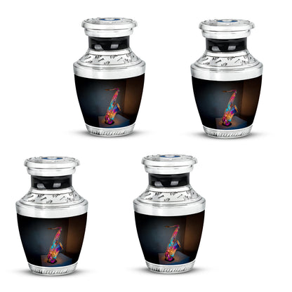 Cornflower Blue Car Cremation Urn back view with polished surface - artistic car interpretation with creative detail - 10 inch aluminum urn for cremated remains