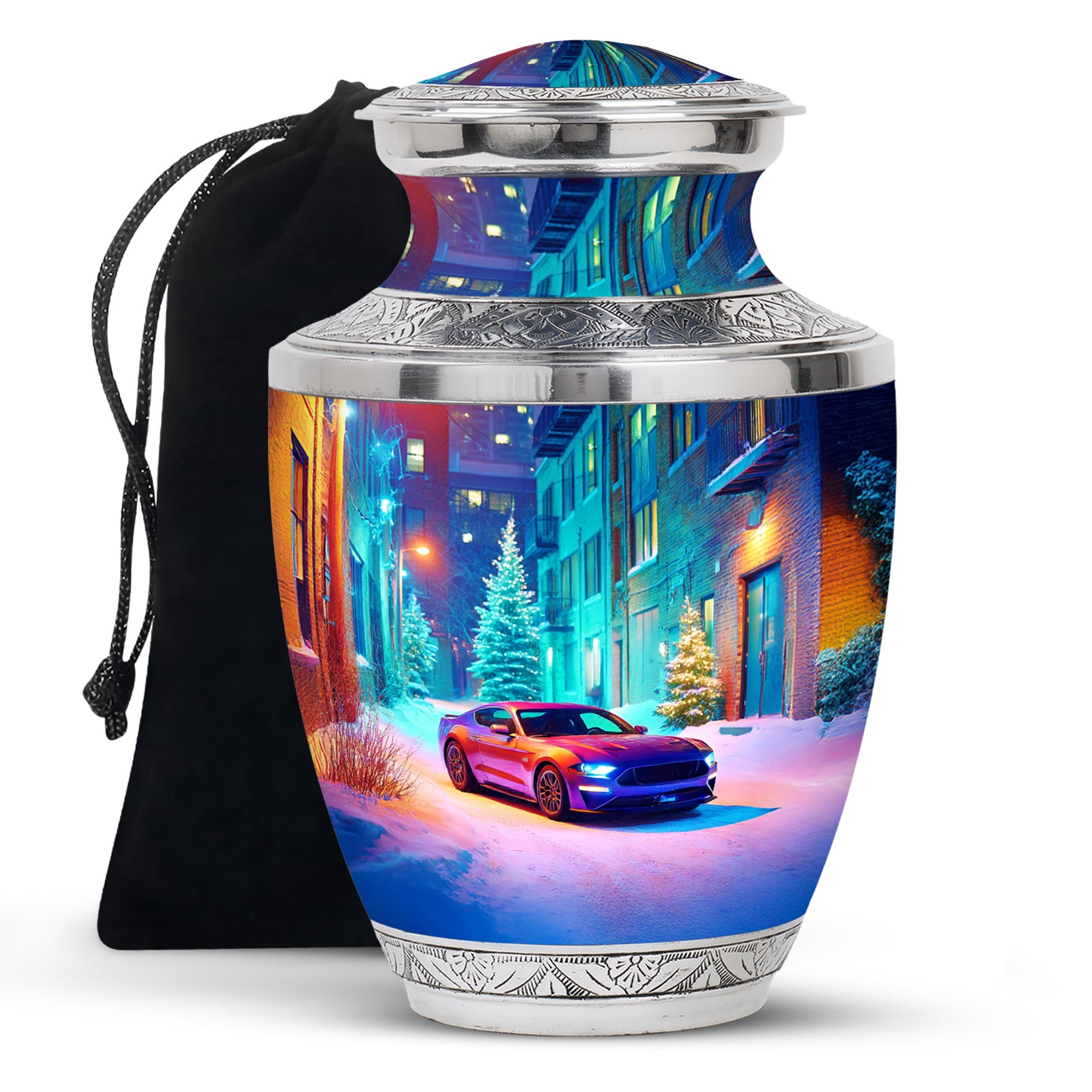 Snow Night Cremation Urn - Classic Car Urns For Human Ashes