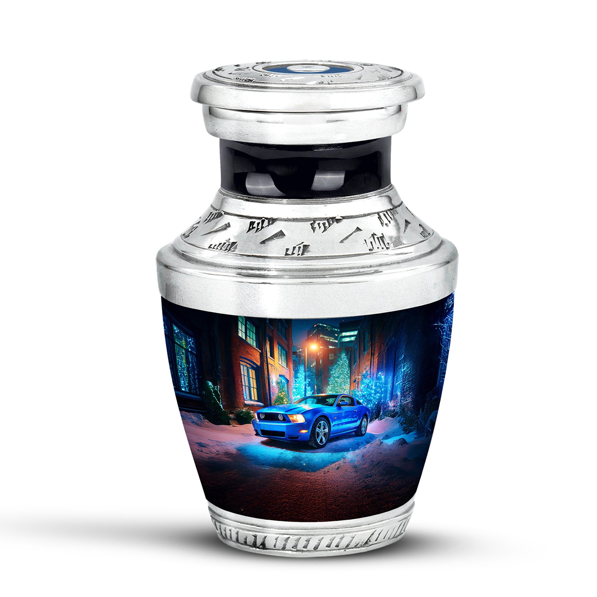 Personalized Seraphic Car Cremation Urns - Blue 10-inch, 200 cu in - Karyliz