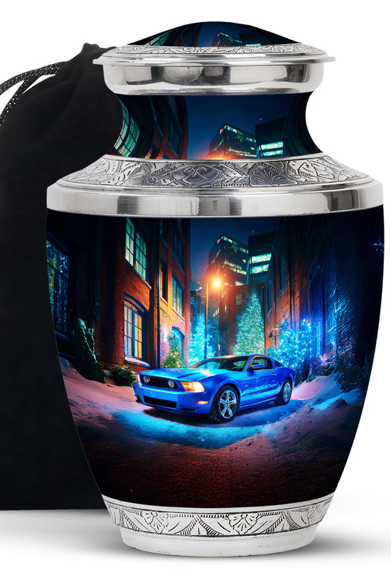 Blue Racing Car Memorial Urn - Race Car Cremation Urns For Ashes