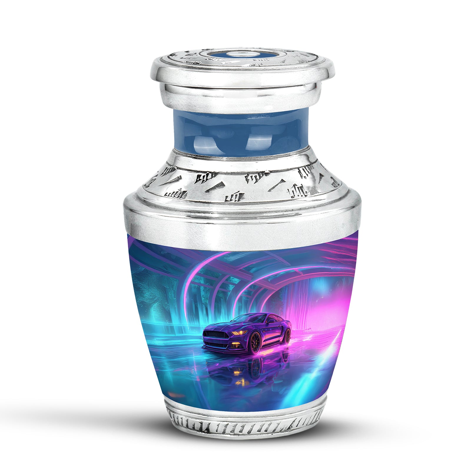 Personalized Blue Sovereign Car Cremation Urns for Human Ashes - 10-inch, 200 cu in - Karyliz
