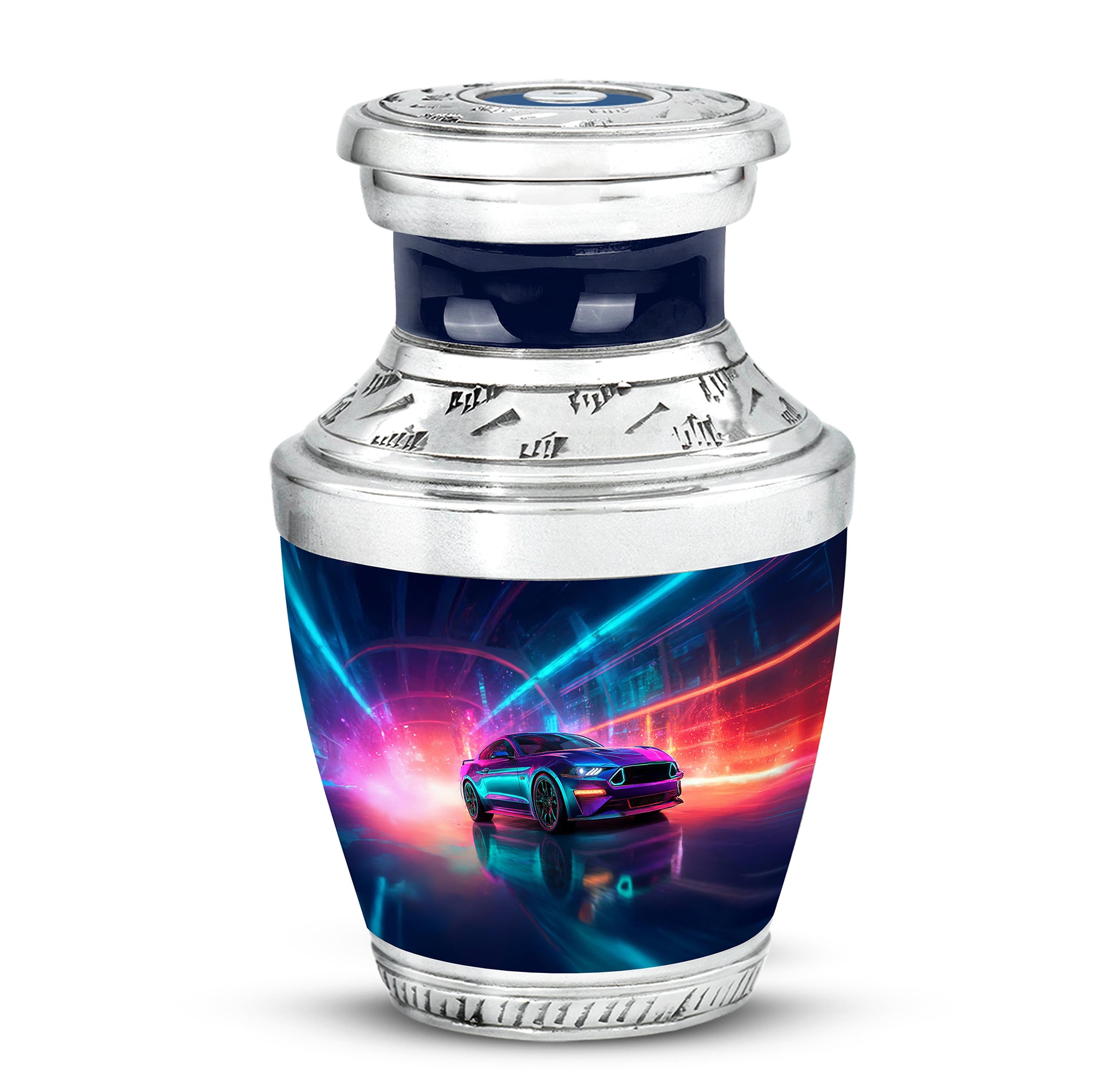 Personalized Refined Car Cremation Urns - Blue 10-inch, 200 cu in - Karyliz