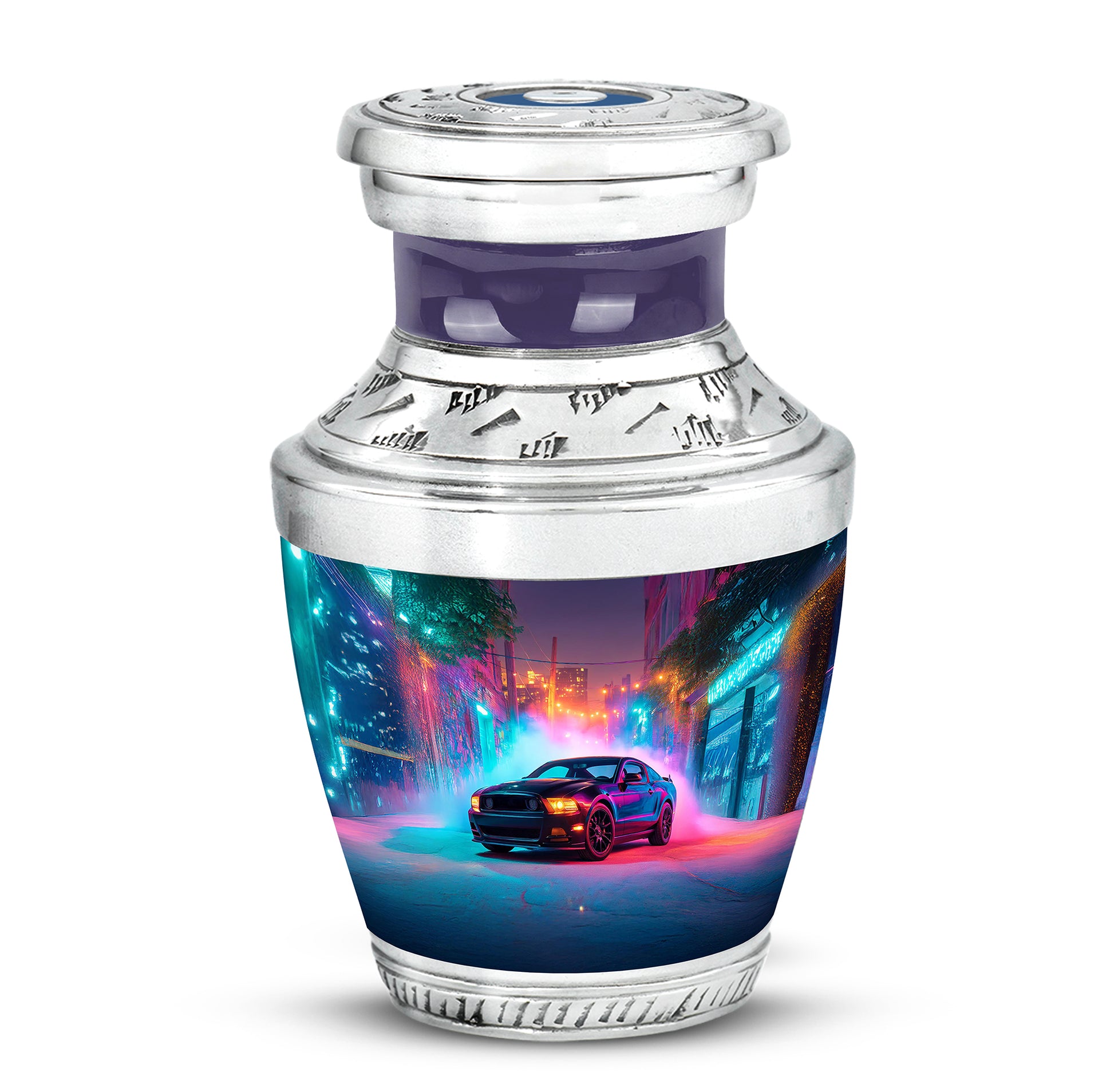 Personalized Elegant Car Cremation Urns - Blue 10-inch, 200 cu in - Karyliz