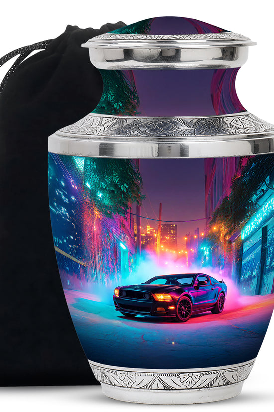 Colorful Night Car Memorial Urn - Race Car Urns For Human Ashes