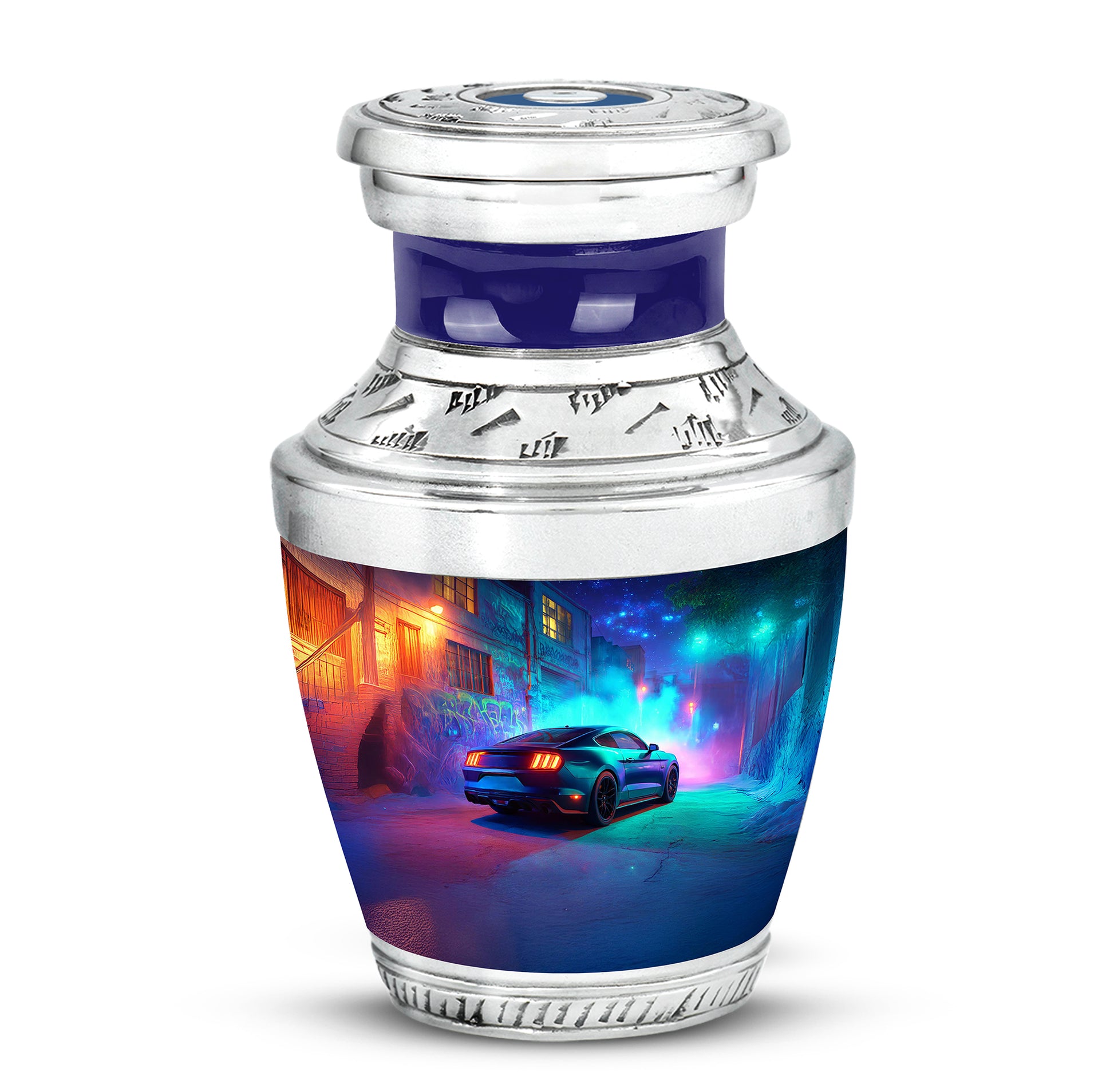 Blue Car Passage Cremation Urns for Human Ashes - 10-inch, 200 cu in - Karyliz