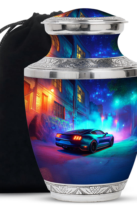Neon Muscle Car Memorial Urn - Muscle Car Urns For Ashes