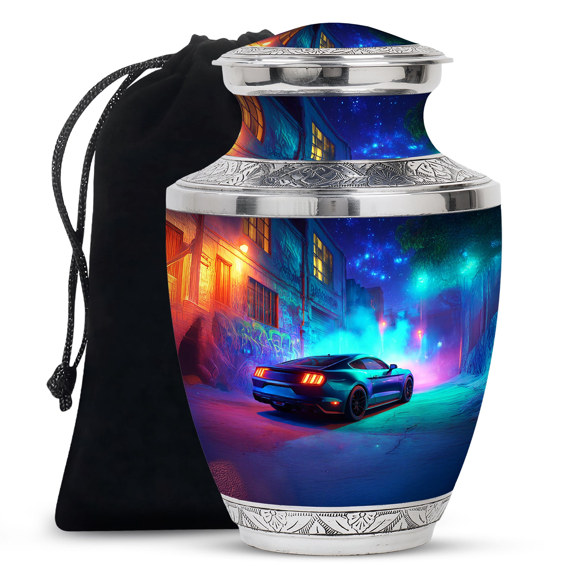 Neon Muscle Car Memorial Urn - Muscle Car Urns For Ashes
