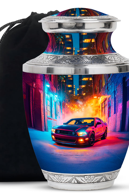 Black-Red Car Themed Burial Urn - Custom Car Urns For Human Ashes
