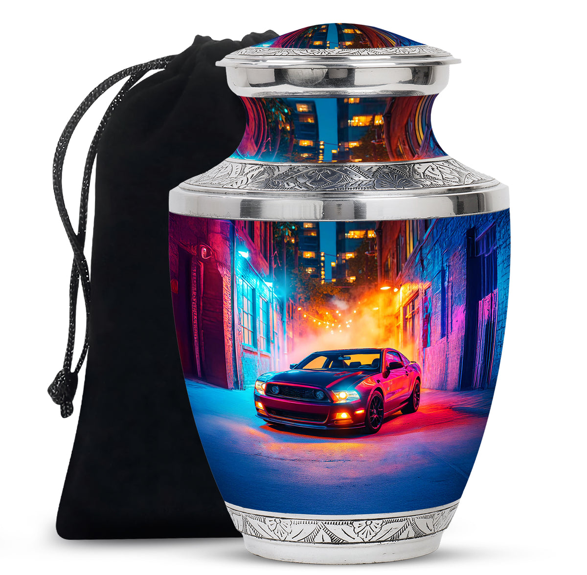 Black-Red Car Themed Burial Urn - Custom Car Urns For Human Ashes