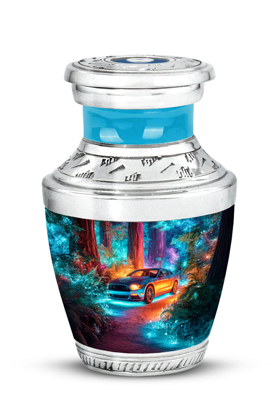 Luminous Blue Car Remembrance Urn for Human Ashes - 10-inch, 200 cu in - Karyliz