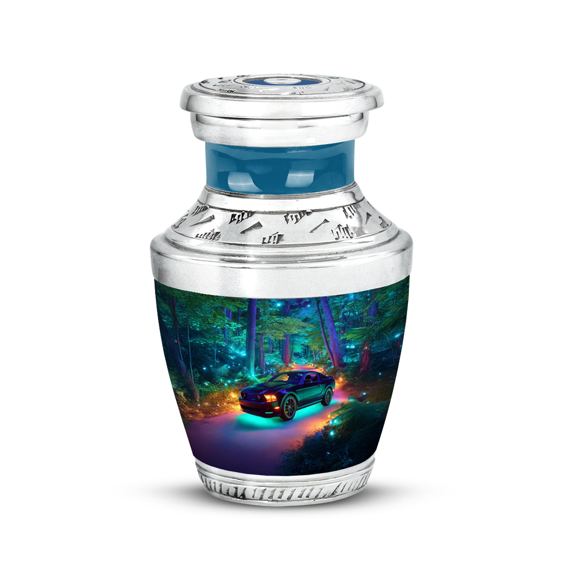 Lustrous Car Cremation Urns for Human Ashes - Blue 10-inch - Karyliz