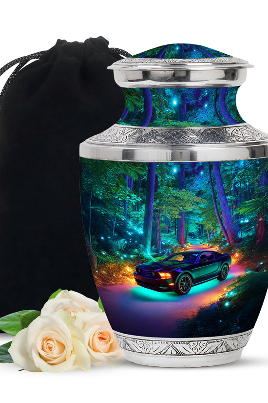 Black Sports Car Urn For Funeral - Green Forest Memorial Ashes Urn