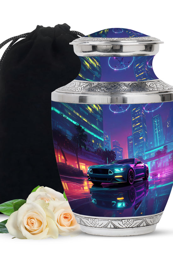 Neon City Memorial Urn For Cremation - Neon Muscle Urn For Men & Women