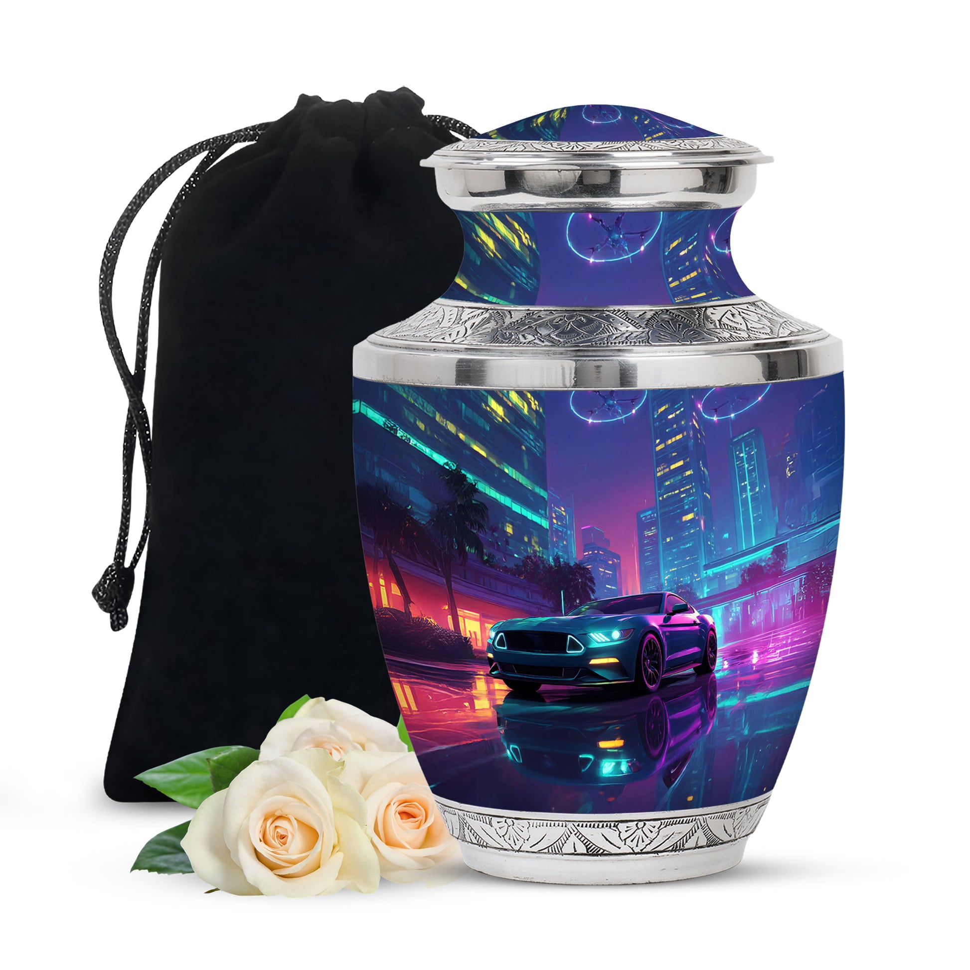 Neon City Memorial Urn For Cremation - Neon Muscle Urn For Men & Women