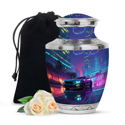 Neon City Memorial Urn For Cremation - Neon Muscle Urn For Men & Women