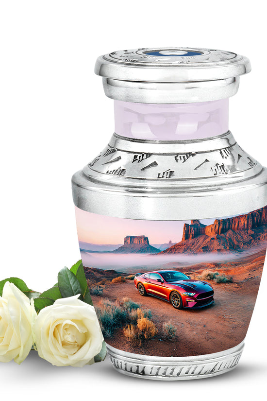 Personalized Silver Sovereign Car Cremation Urns for Human Ashes - 10-inch, 200 cu in - Karyliz