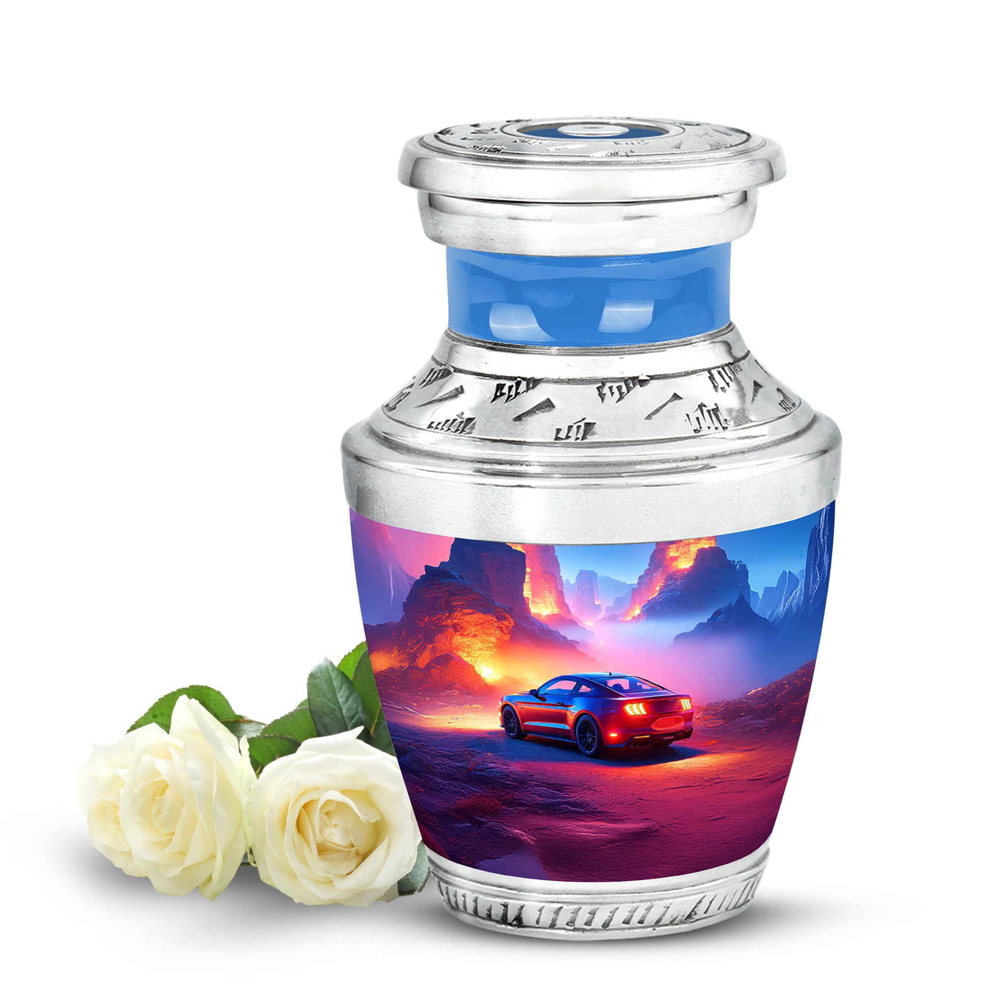 Blue Car Cremation Urns - Imperial Farewell 10-inch, 200 cu in - Karyliz