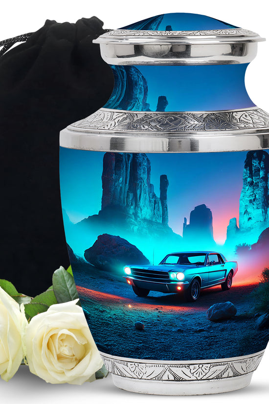 Neon Green Vintage Car Funeral Urn - Classic Car Cremation Urn For Sale