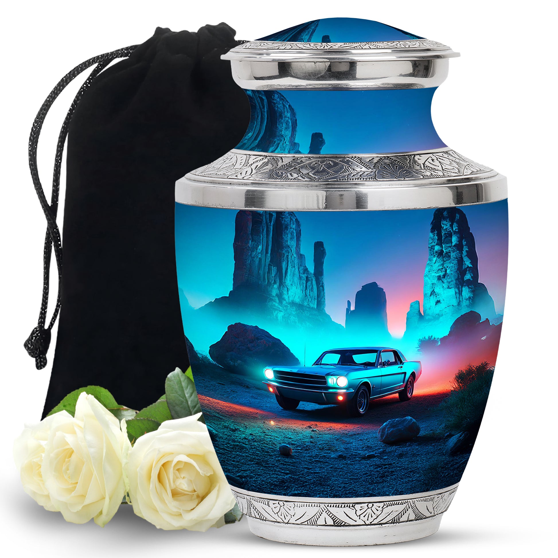 Neon Green Vintage Car Funeral Urn - Classic Car Cremation Urn For Sale