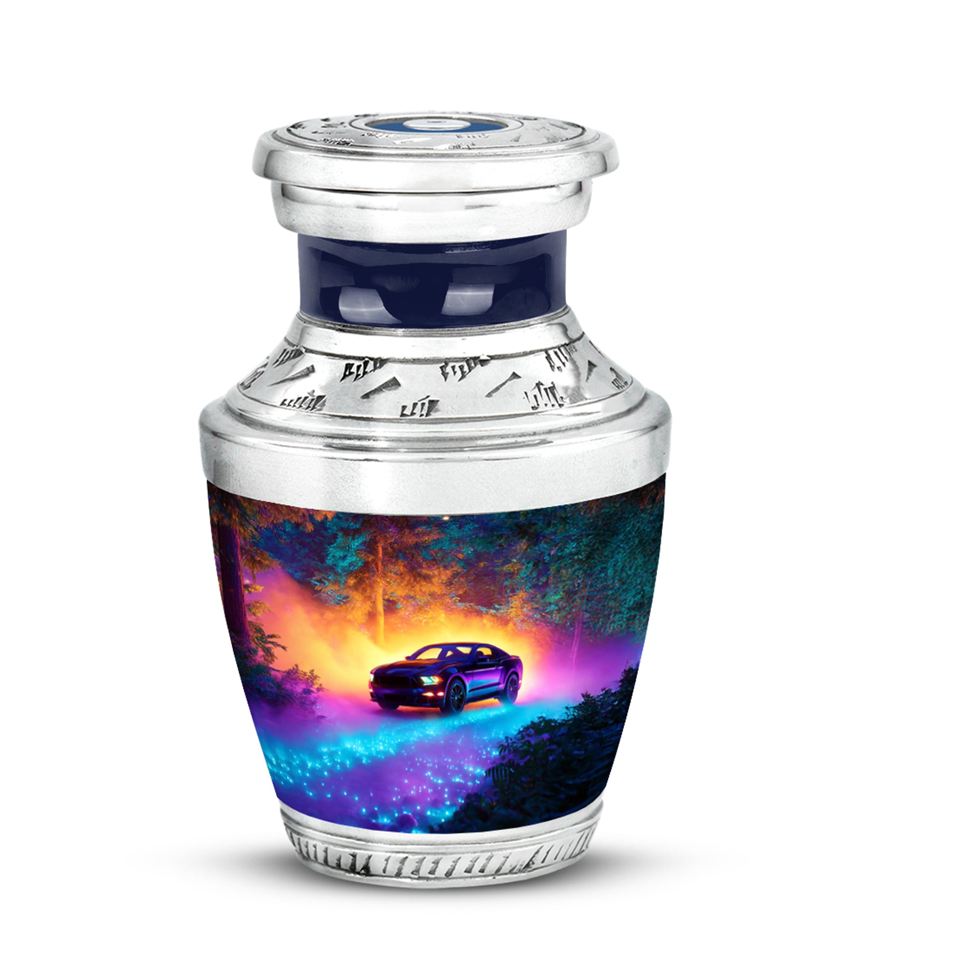 Personalized Magnificent Car Cremation Urns - Blue 10-inch, 200 cu in - Karyliz