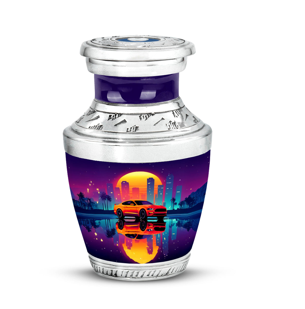 Purple Car Memorial Cremation Urns for Human Ashes - 10-inch, 200 cu in - Karyliz