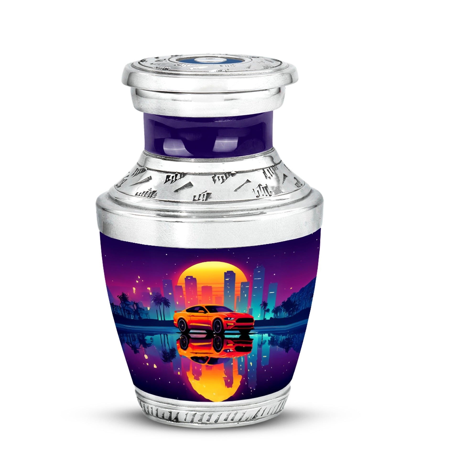 Purple Car Memorial Cremation Urns for Human Ashes - 10-inch, 200 cu in - Karyliz