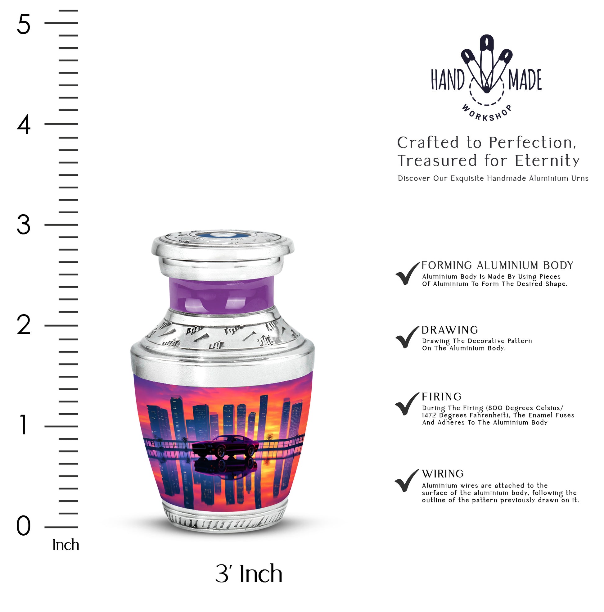 Blush Pink Car Cremation Urn top-down view of secure threaded lid - contemporary car design with modern artistic flair - mini keepsake memorial for portion of cremation ashes