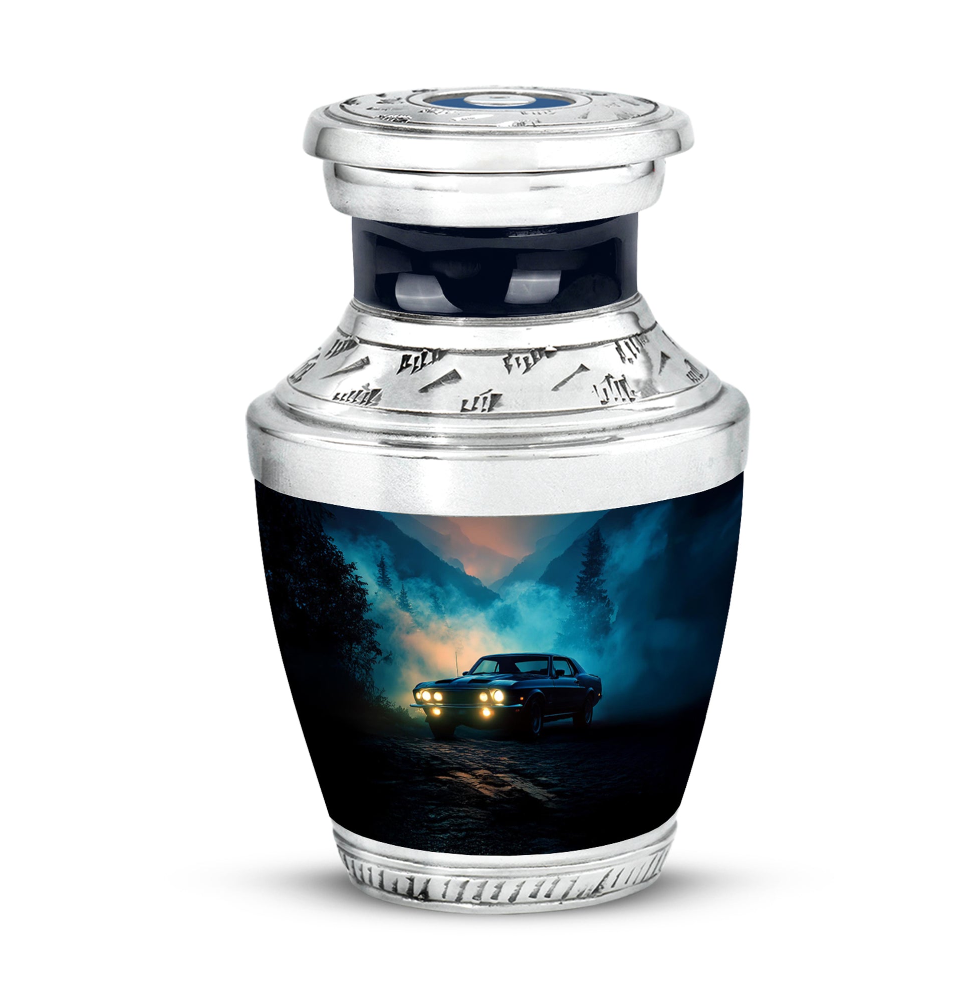 Blue Car Tribute Cremation Urns for Human Ashes - 10-inch, 200 cu in - Karyliz